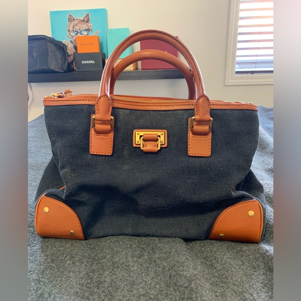 Marc Jacobs Denim blue Cotton bag with Leather Trim